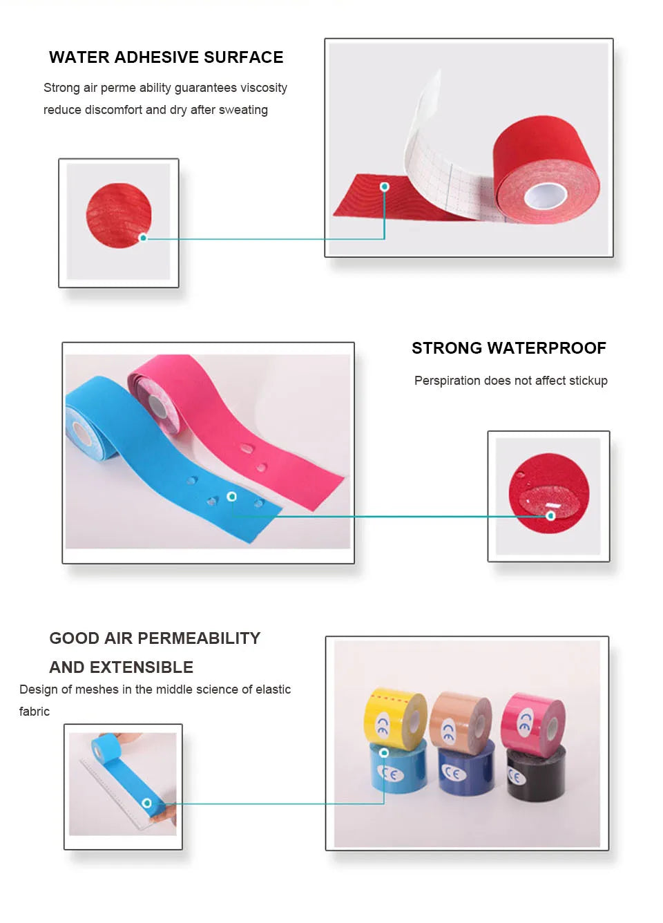 Loogdeel 2Size Kinesiology Tape Athletic Tape Sport Recovery Tape Strapping Gym Fitness Tennis Running Knee Muscle Protector