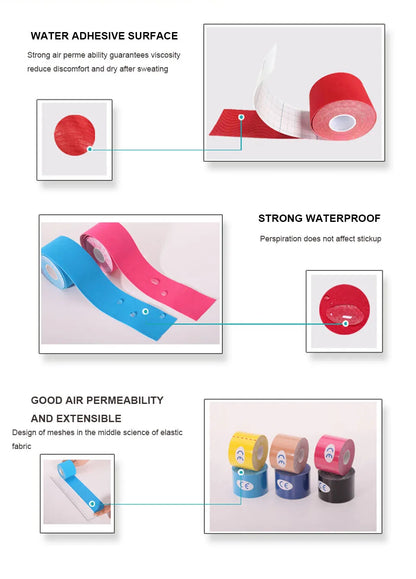 Loogdeel 2Size Kinesiology Tape Athletic Tape Sport Recovery Tape Strapping Gym Fitness Tennis Running Knee Muscle Protector
