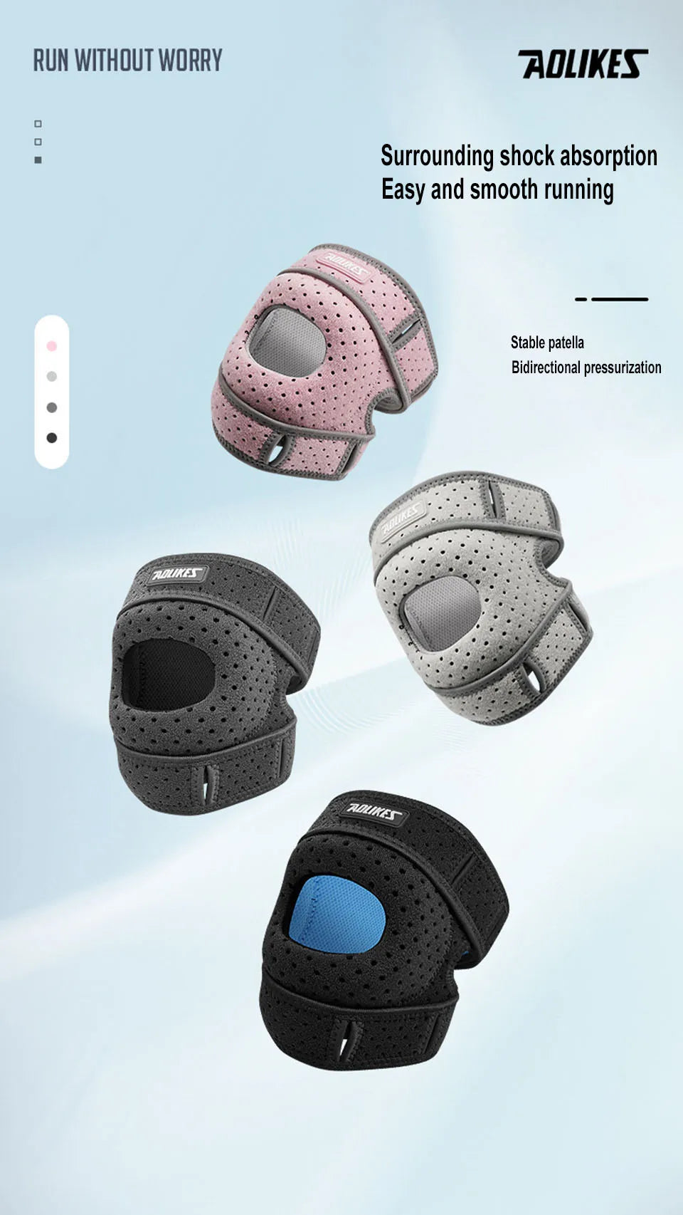 AOLIKES 1PC Patella Knee Brace Knee Compression Sleeve Support for Women Men Knee Pain Arthritis Pain Sport Knee Guard Knee Pads